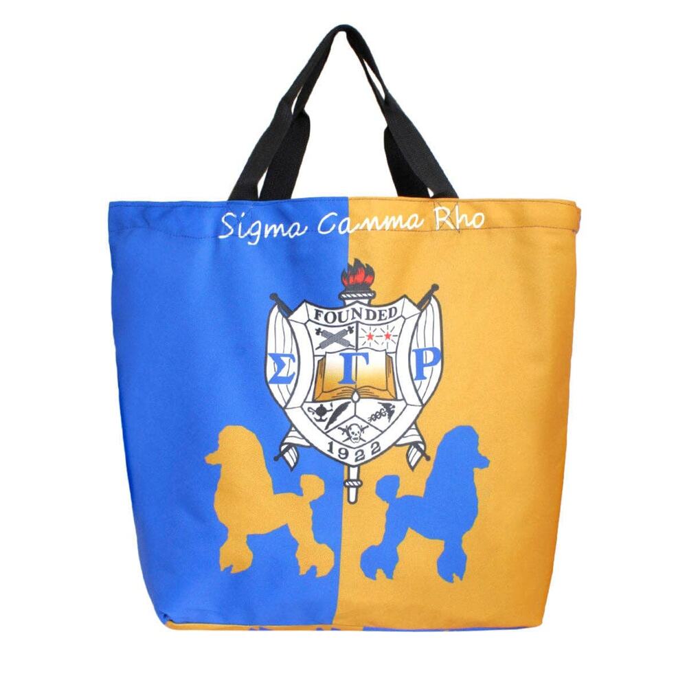 Sigma Gamma Rho Sorority Shield Gold Blue Large Shopper Tote